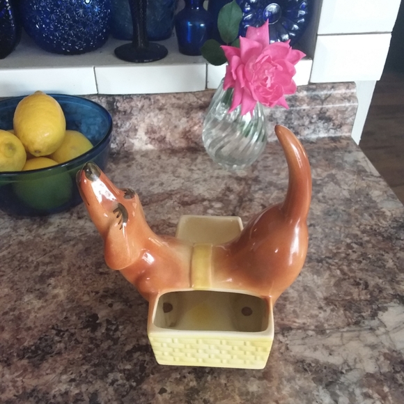 Vintage Wiener Dog Pottery Planter - Picture 1 of 5